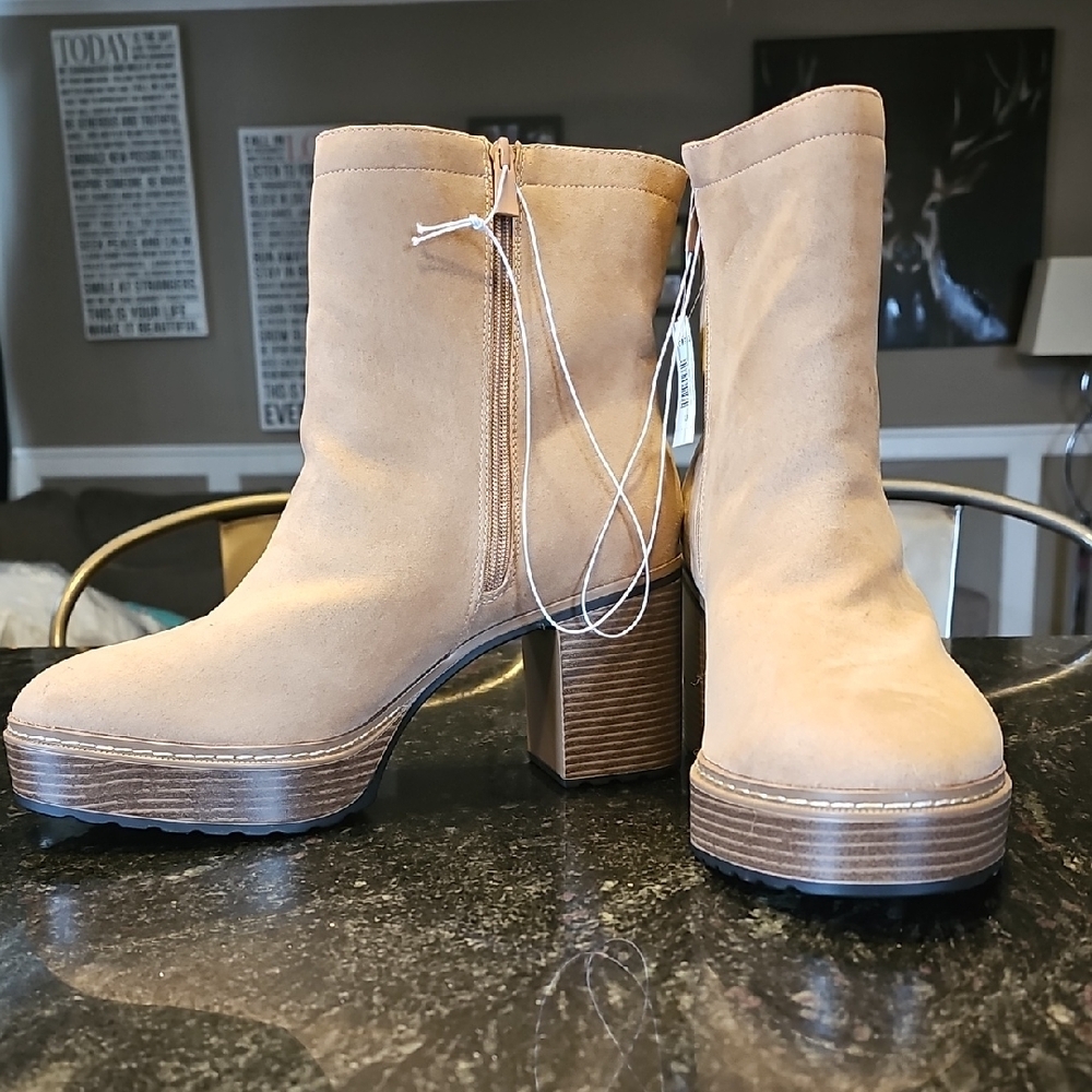 Tan Suede Women's Ankle Boots